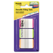 Post-it&reg; Durable Tabs - 66 Write-on Tab(s) - 1.50" Tab Height - Pink, Green, Orange Tab(s) - Repositionable - 1 Pack