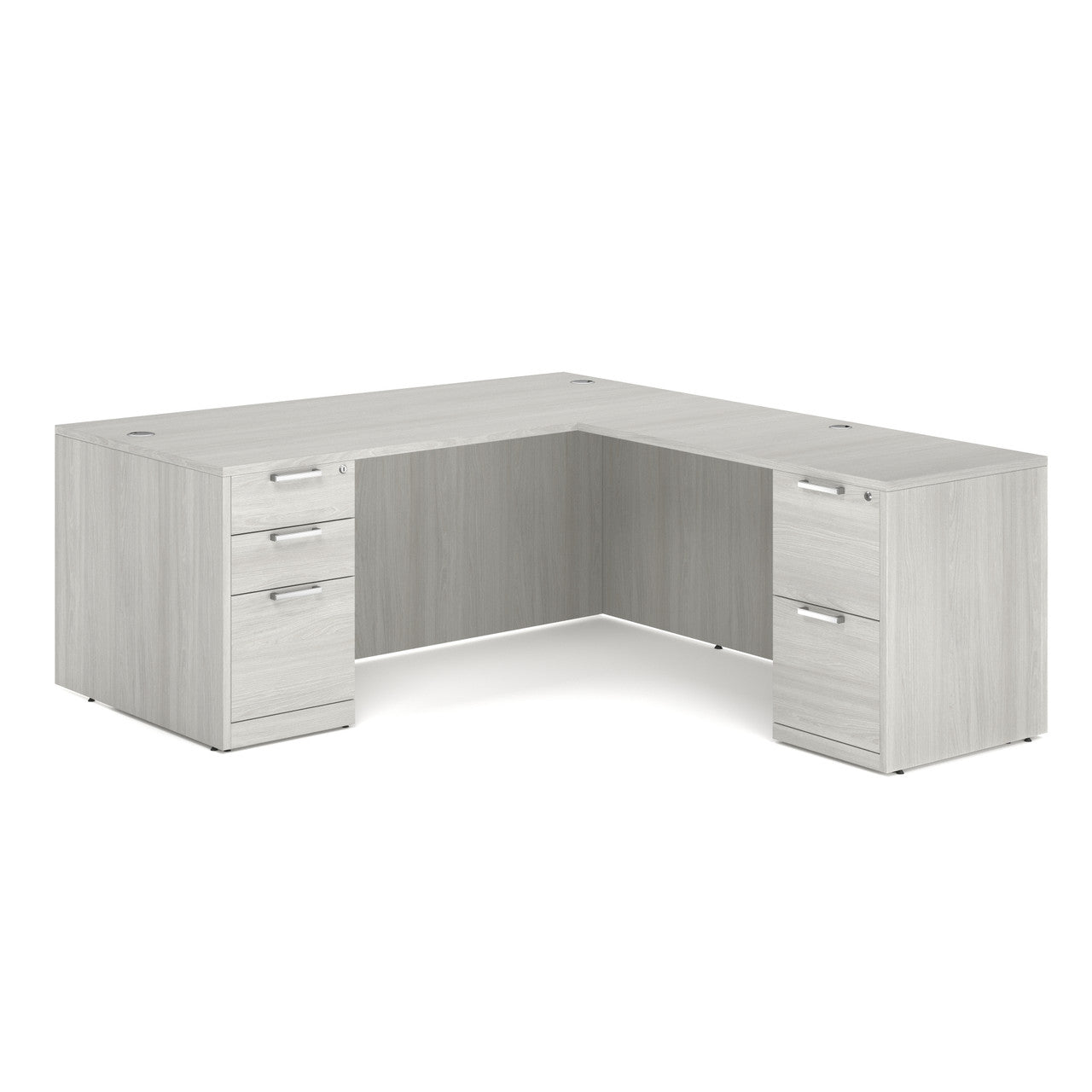OfficeSource Laminate Double Full Pedestal ''L'' Desk - 71'' x 36'' - Arcadia White