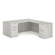 OfficeSource Laminate Double Full Pedestal ''L'' Desk - 71'' x 36'' - Arcadia White