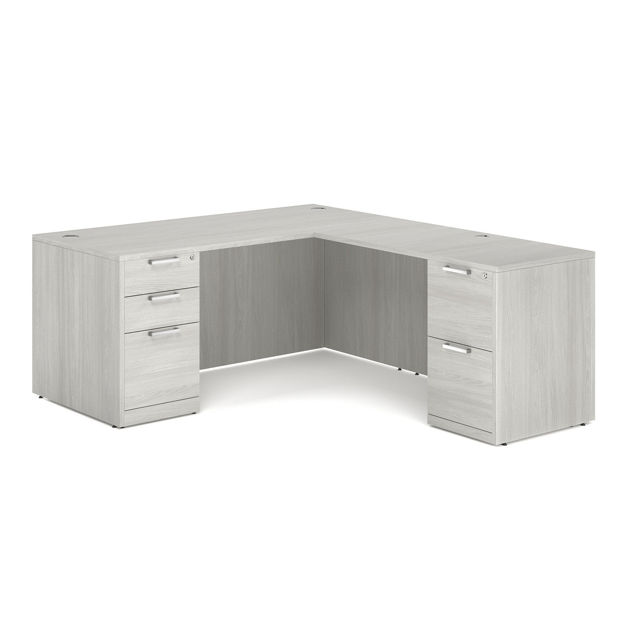 OfficeSource Laminate Double Full Pedestal "L" Desk - 66" x 30" - Arcadia White