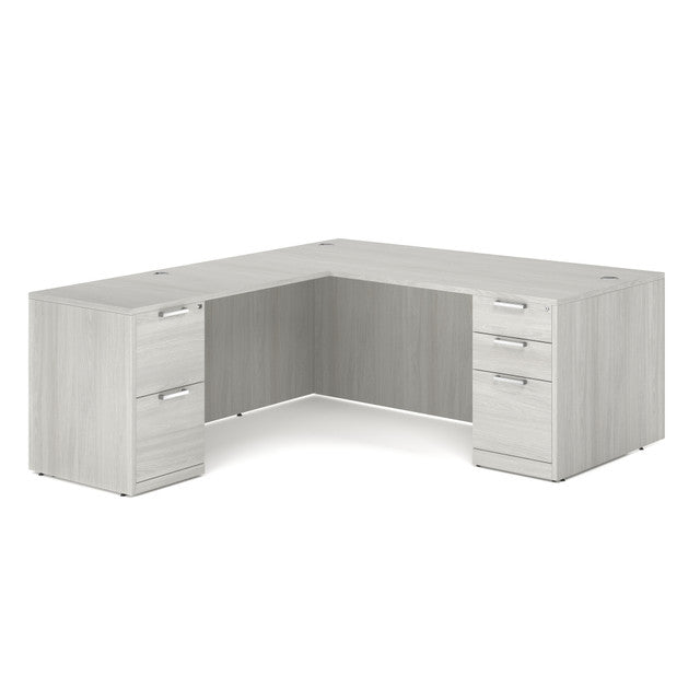 OfficeSource Laminate Double Full Pedestal "L" Desk - 60" x 30" - Arcadia White