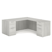 OfficeSource Laminate Double Full Pedestal ''L'' Desk - 71'' x 30'' - Arcadia White