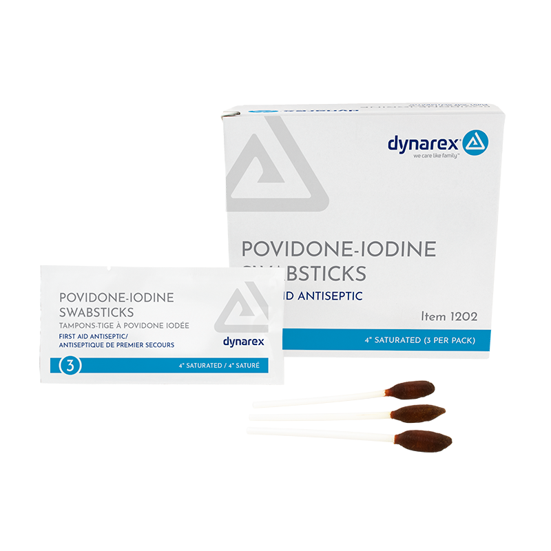 Povidone Iodine Swabsticks, 3 Swabsticks per Packet - 25 packets per Box/10 Boxes per Case