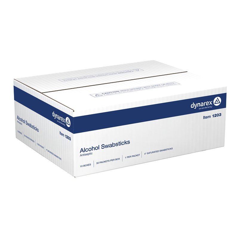 Alcohol Swabsticks, 4", 1 Swabstick per Packet - 50 packets per Box/10 Boxes per Case