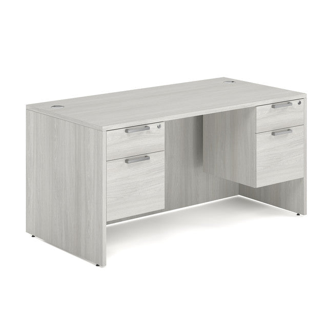 OfficeSource Laminate Double 3/4 Hanging Pedestal Desk - 60" x 30" - Arcadia White