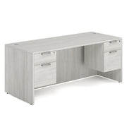 OfficeSource Laminate Double 3/4 Hanging Pedestal Desk - 71" x 30" - Arcadia White