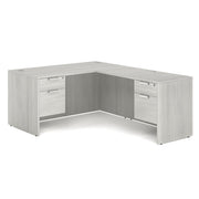 OfficeSource Laminate Double 3/4 Hanging Pedestal ''L'' Desk - 60'' x 30'' - Arcadia White