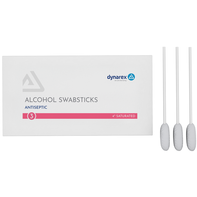 Alcohol Swabsticks, 4", 3 Swabsticks per Packet - 25 packets per Box/10 Boxes per Case
