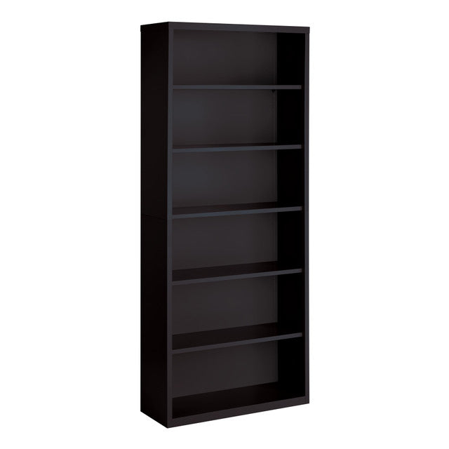 OfficeSource Steel Bookcase HIRSCH 6 Shelf Metal Bookcase, 82" High - Black