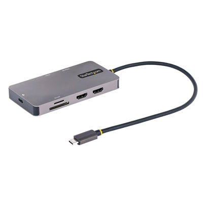 StarTech.com USB C Multiport Adapter  Dual HDMI  4K 60Hz  2x 5Gbps USB-a 3.1 Hub  100W Power Delivery  GbE  SD/MicroSD  USB C Mini Dock