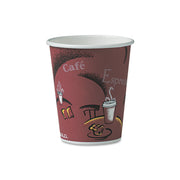 10 fl oz - Round - Maroon - Poly Paper - Hot Drink, Coffee, Tea, Cocoa - 300 / Carton