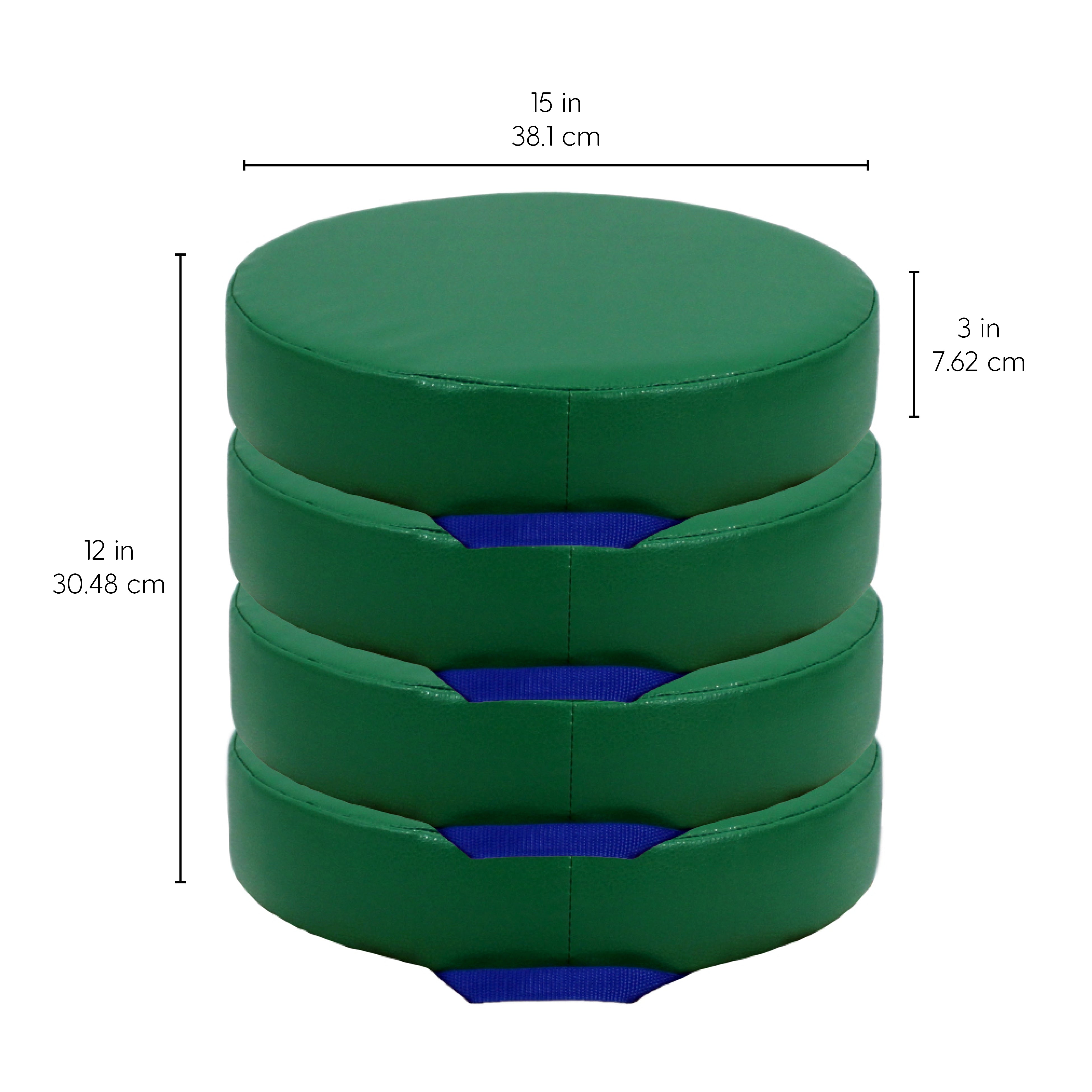 Cushion 15in Round 3in H 4pk / Green