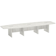 OfficeSource Laminate Expandable Boat Shaped Conference Table with Slab Base - 14' - Arcadia White