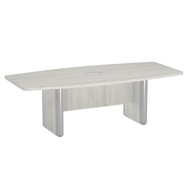 OfficeSource  Boat Shaped Conference Table with Elliptical Base - 8' - Arcadia White