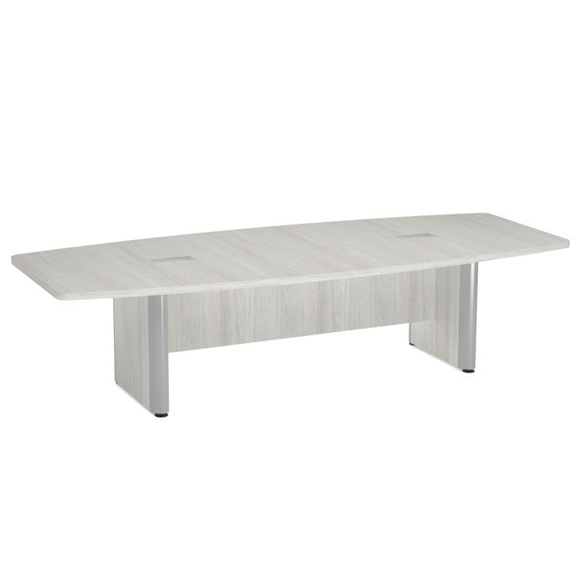 OfficeSource  Boat Shaped Conference Table with Elliptical Base - 10' - Arcadia White
