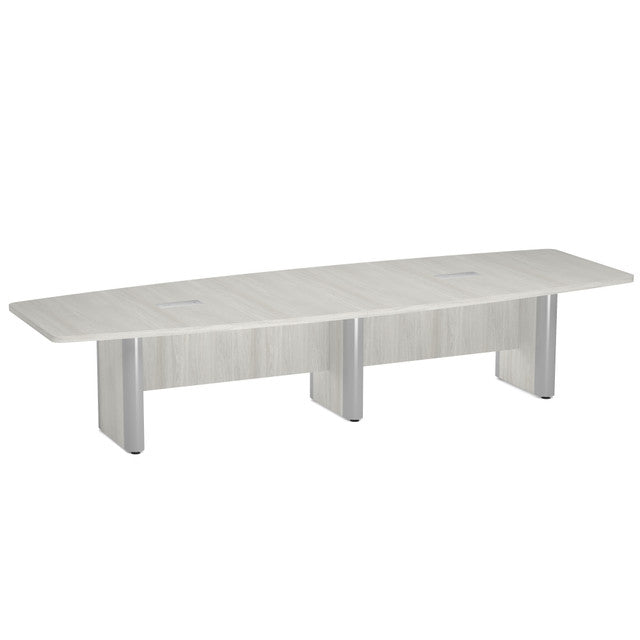 OfficeSource  Boat Shaped Conference Table with Elliptical Base - 12' - Arcadia White