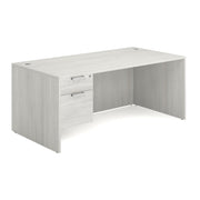 OfficeSource OS Laminate Collection Single 3/4 Pedestal Desk - 71" x 36" - Arcadia White