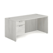 OfficeSource OS Laminate Collection Single 3/4 Pedestal Desk - 66" x 30" - Arcadia White