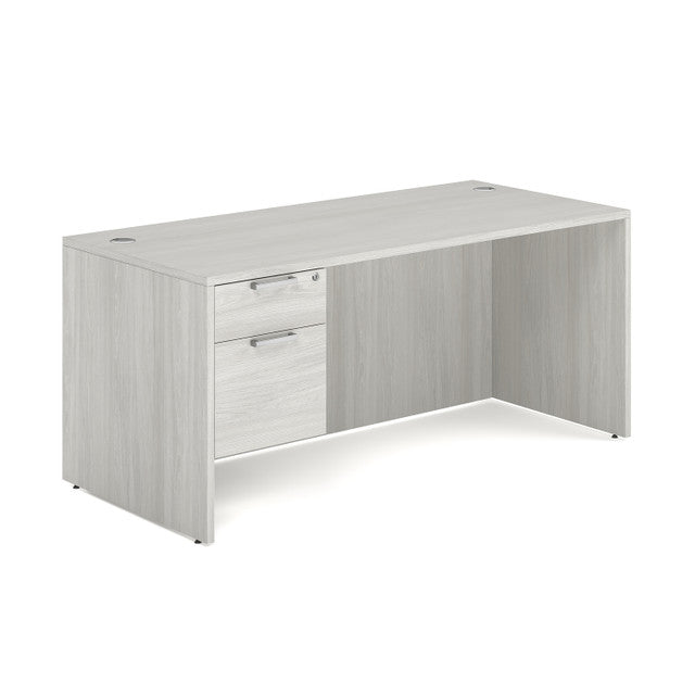 OfficeSource OS Laminate Collection Single 3/4 Pedestal Desk - 66" x 30" - Arcadia White