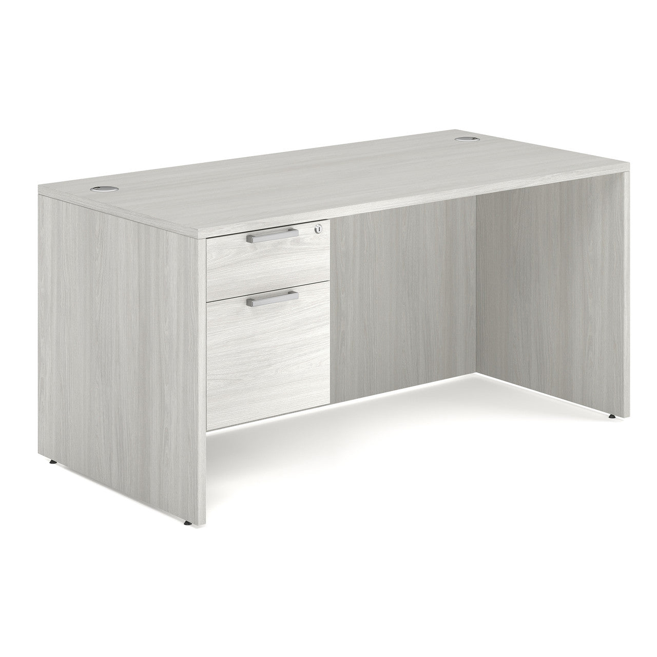 OfficeSource OS Laminate Collection Single 3/4 Pedestal Desk - 60" x 30" - Arcadia White