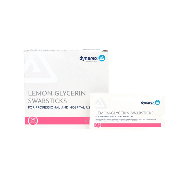 Lemon-Glycerin Swabsticks, 3 Swabsticks per Packet - 25 packets per Box/10 Boxes per Case
