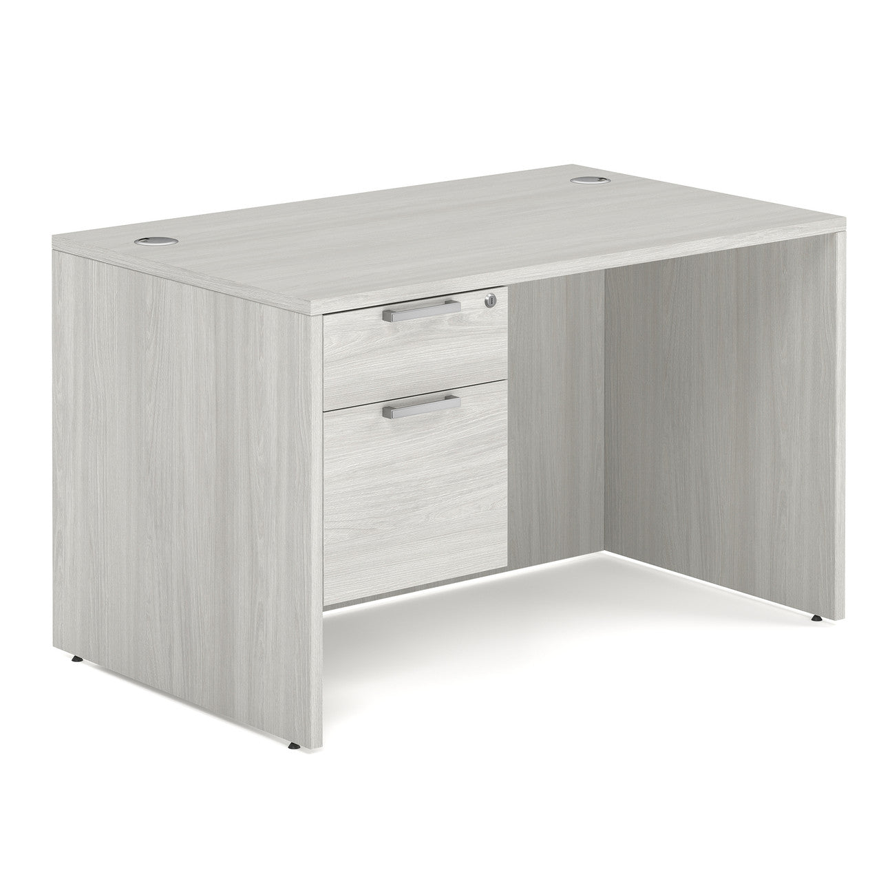 OfficeSource OS Laminate Collection Single 3/4 Pedestal Desk - 48" x 30" - Arcadia White