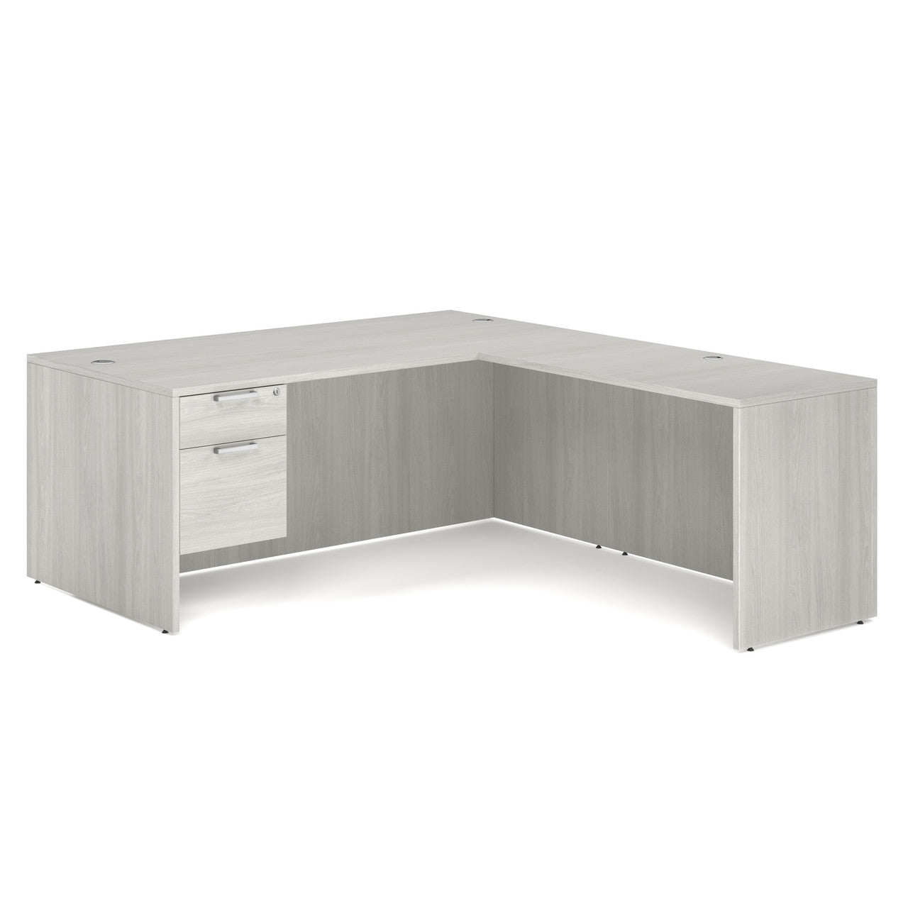 OfficeSource OS Laminate Collection Single 3/4 Pedestal ''L'' Desk - 71'' x 36'' - Arcadia White
