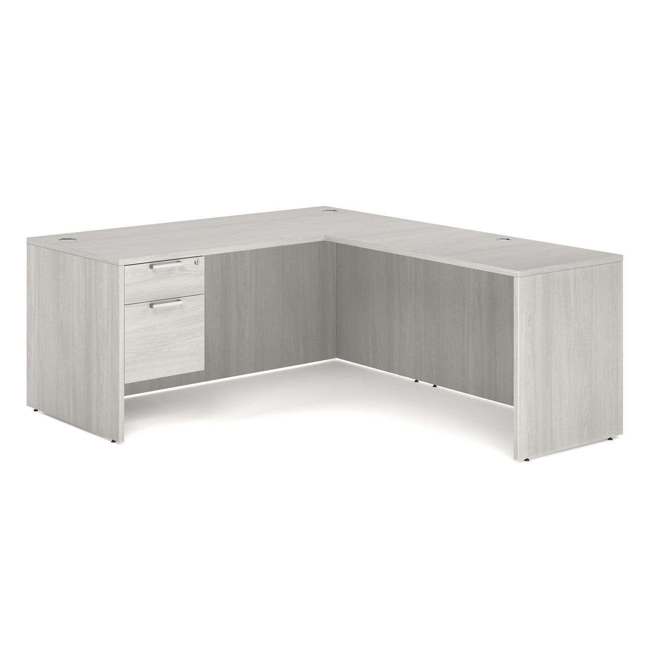 OfficeSource OS Laminate Collection Single 3/4 Pedestal "L" Desk - 66" x 30" - Arcadia White