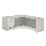 OfficeSource OS Laminate Collection Single 3/4 Pedestal "L" Desk - 66" x 30" - Arcadia White