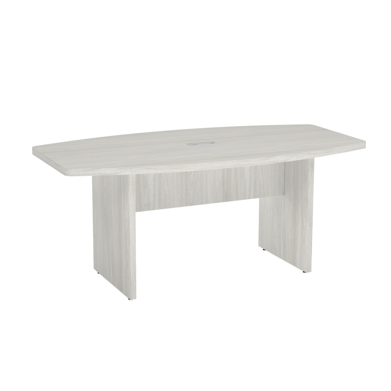 OfficeSource  Boat Shaped Conference Table with Slab Base - 95" - Arcadia White