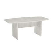 OfficeSource  Boat Shaped Conference Table with Slab Base - 95" - Arcadia White