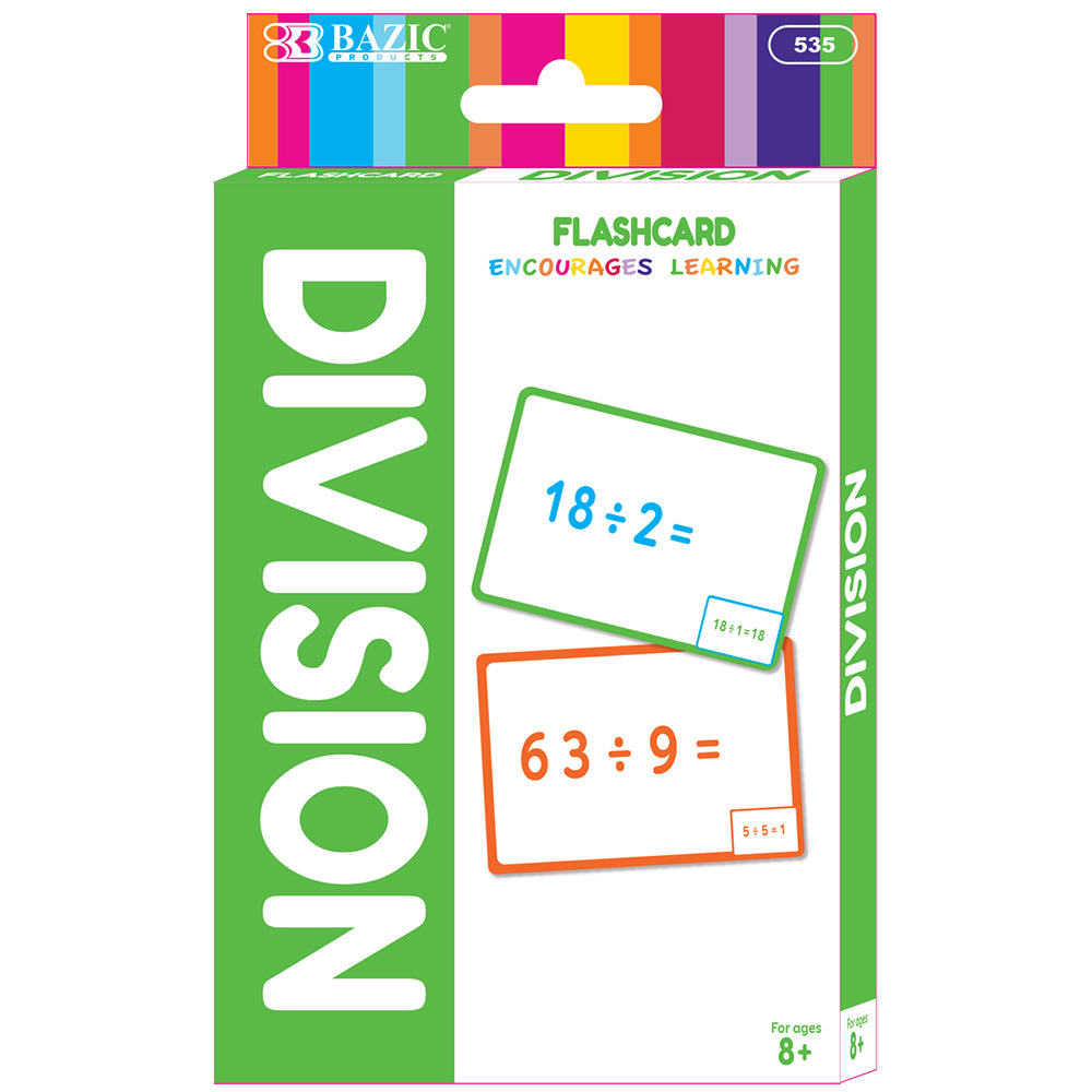 BAZIC Division Flash Cards  Numbers EMath Flashcards (36/Pack)  1-Pack