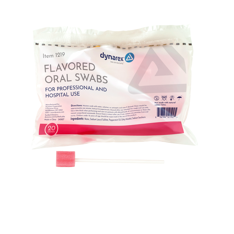 Oral Swabsticks, Flavored w/ Dentrifice, 20 Swabsticks per Packet - 20 packets per Box/50 Boxes per Case
