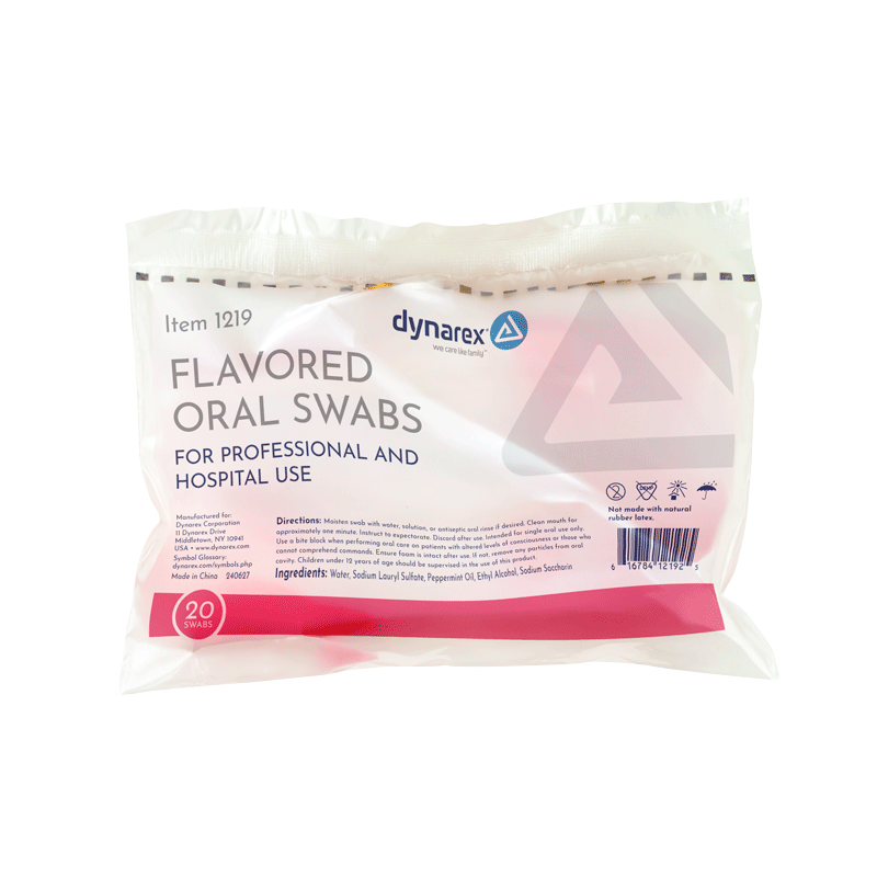 Oral Swabsticks, Flavored w/ Dentrifice, 20 Swabsticks per Packet - 20 packets per Box/50 Boxes per Case