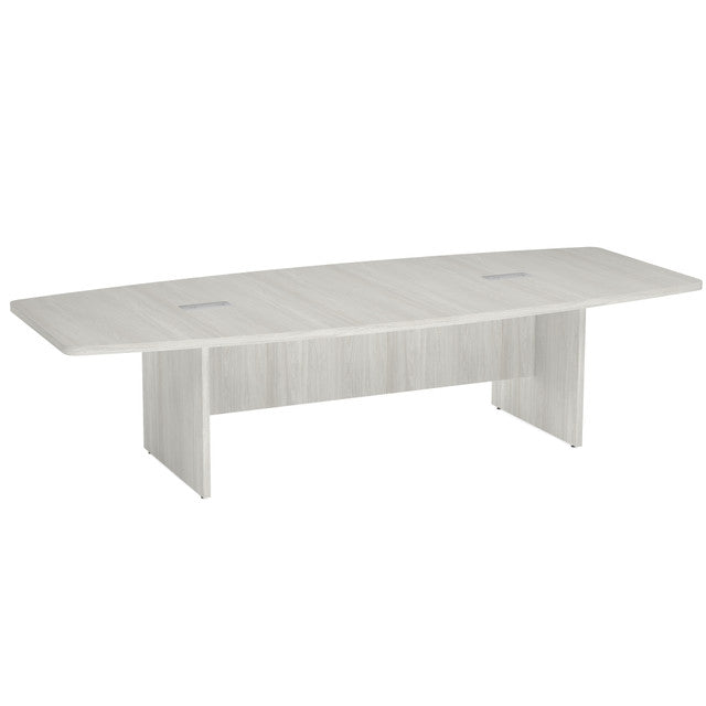 OfficeSource  Boat Shaped Conference Table with Slab Base - 95" - Arcadia White
