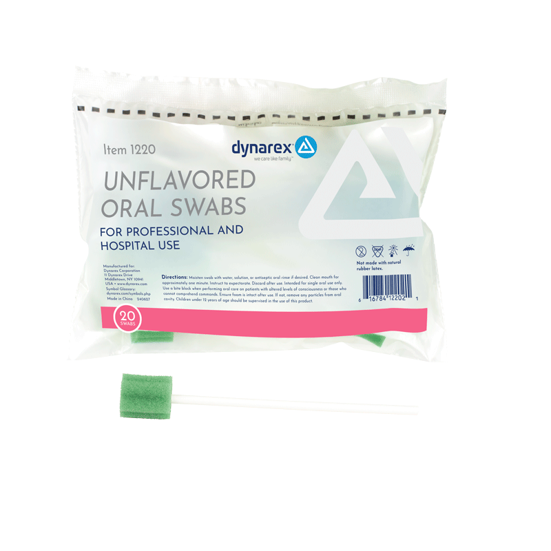 Oral Swabsticks, Unflavored, 20 Swabsticks per Pack - 20 packets per Box/50 Boxes per Case