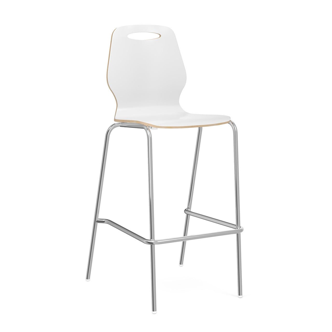 OfficeSource Shay Hourglass Bentwood Bar Height Café Stool - Set of 2 - White