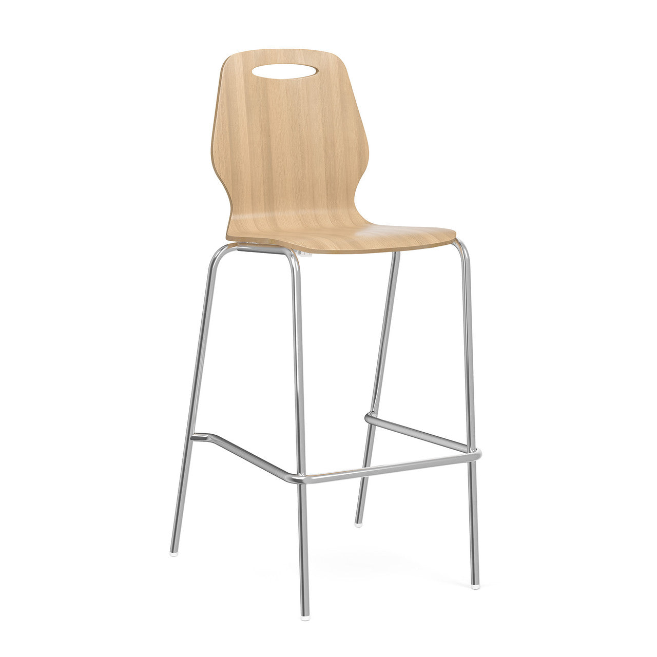 OfficeSource Shay Hourglass Bentwood Bar Height Café Stool - Set of 2 - Natural