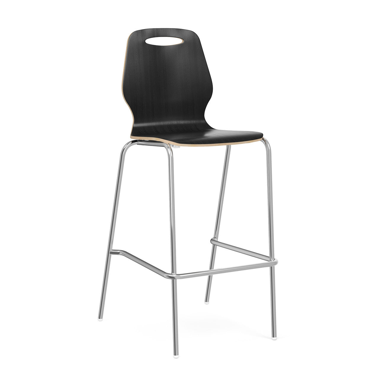 OfficeSource Shay Hourglass Bentwood Bar Height Café Stool - Set of 2 - Carbon Gray