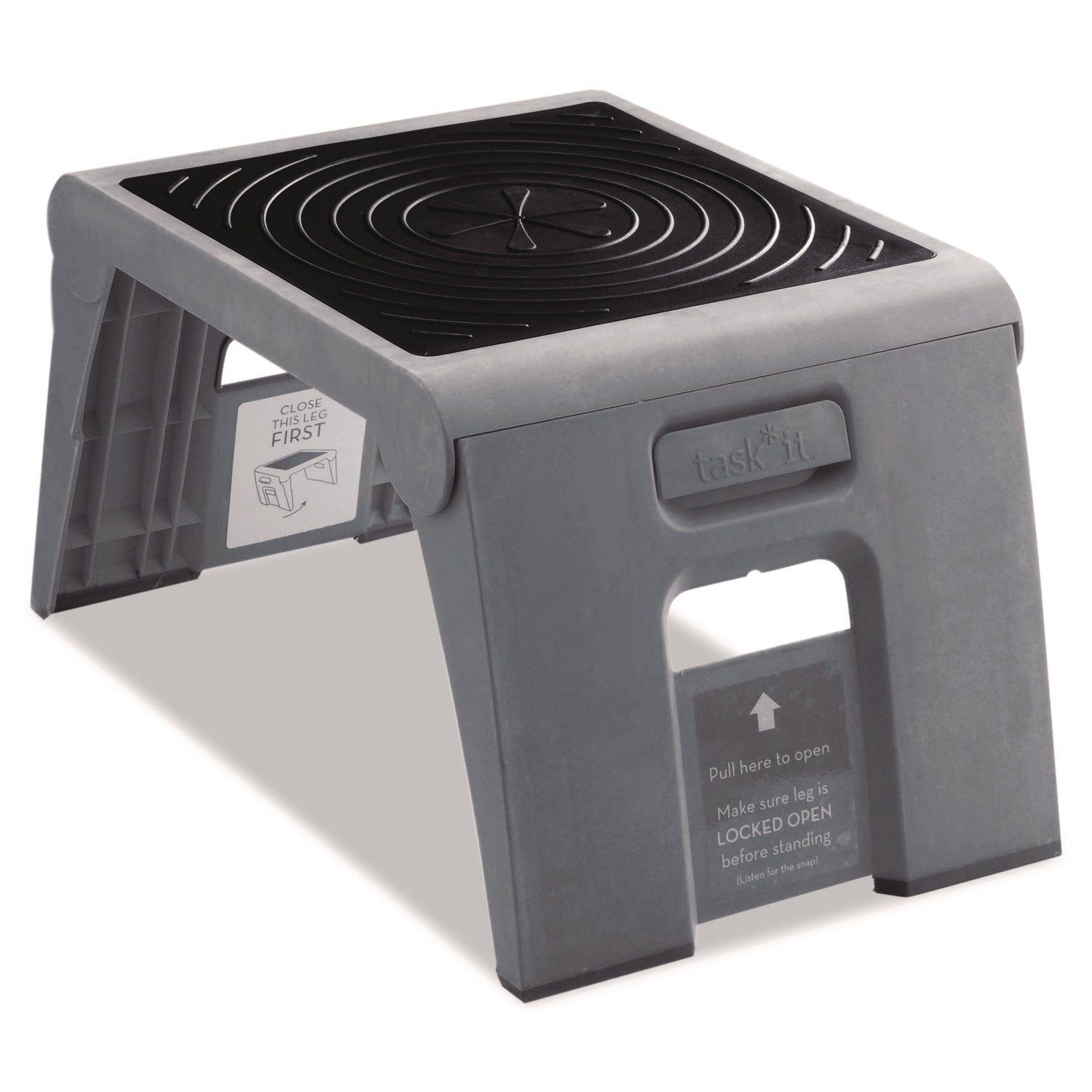 Cramer 1-Up™ Nonslip Folding Step Stool - 250 lb Load Capacity - 14" Width x 11.5" Depth x 9.5" Height - Gray