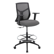 OfficeSource Starlight Mid Back Stool with Black Frame - Light Gray Fabric