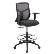 OfficeSource Starlight Mid Back Stool with Black Frame - Charcoal Fabric