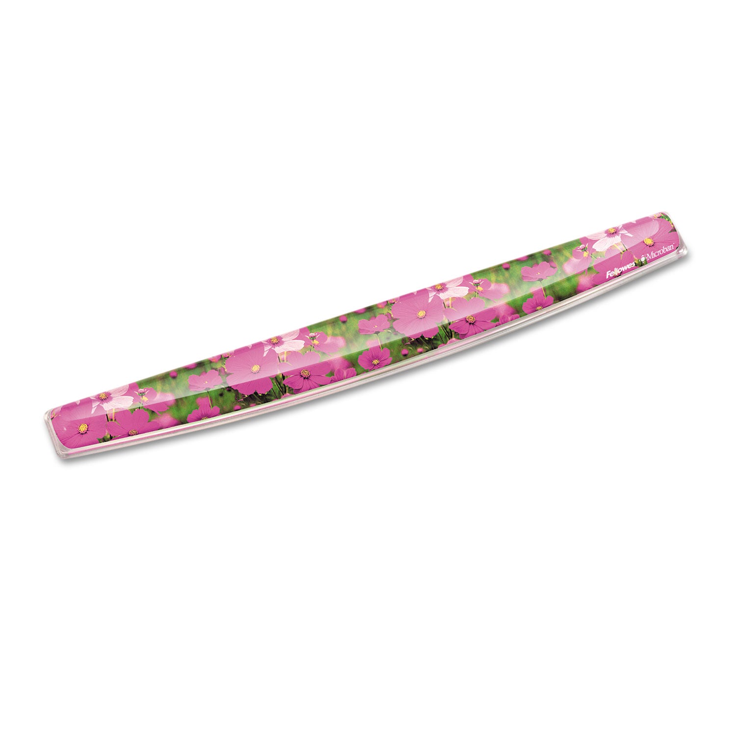 Fellowes Microban Photo Gel Keyboard Wrist Rest - Pink Flowers - 0.75" Height x 18.56" Width x 2.31" Depth - Multicolor - Rubber, Gel - Stain Resistant, Skid Proof - 1 Each