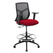 OfficeSource Starlight Mid Back Stool with Black Frame - Red Fabric