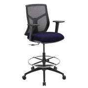 OfficeSource Starlight Mid Back Stool with Black Frame - Navy Fabric