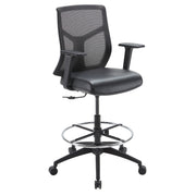 OfficeSource Starlight Mid Back Stool with Black Frame - Black PU Leather