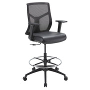 OfficeSource Starlight Mid Back Stool with Black Frame - Black Leather