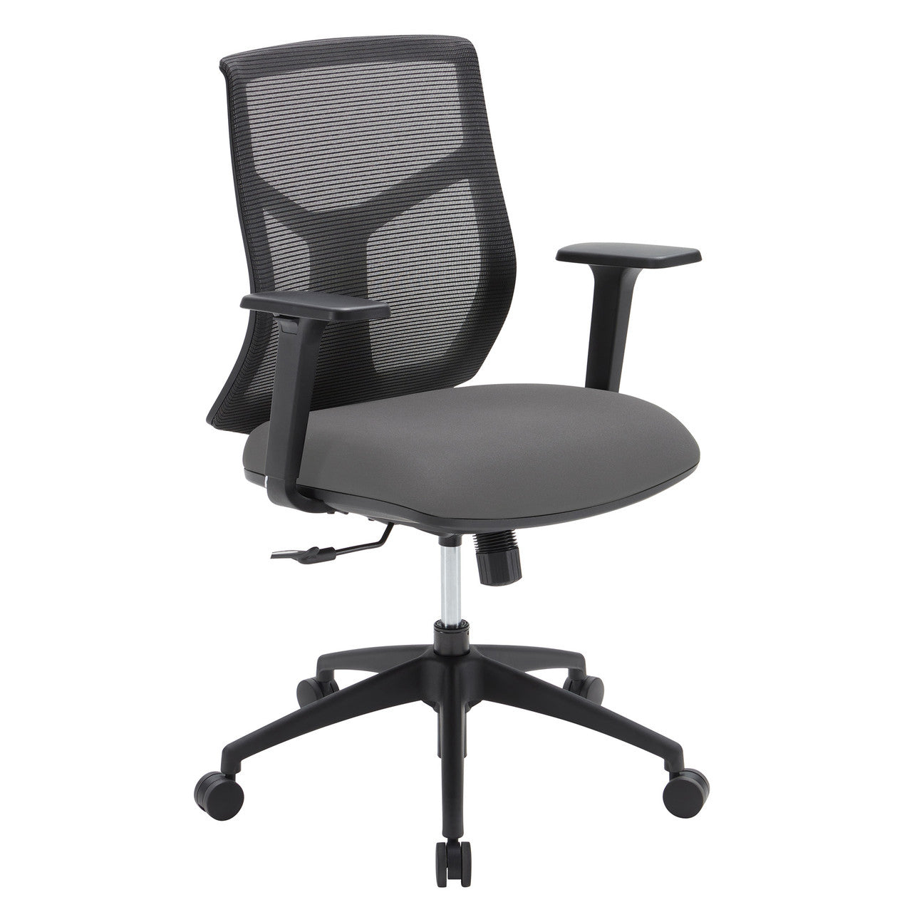 OfficeSource Starlight Mid Back Basic Task Chair with Black Frame - Light Gray Fabric