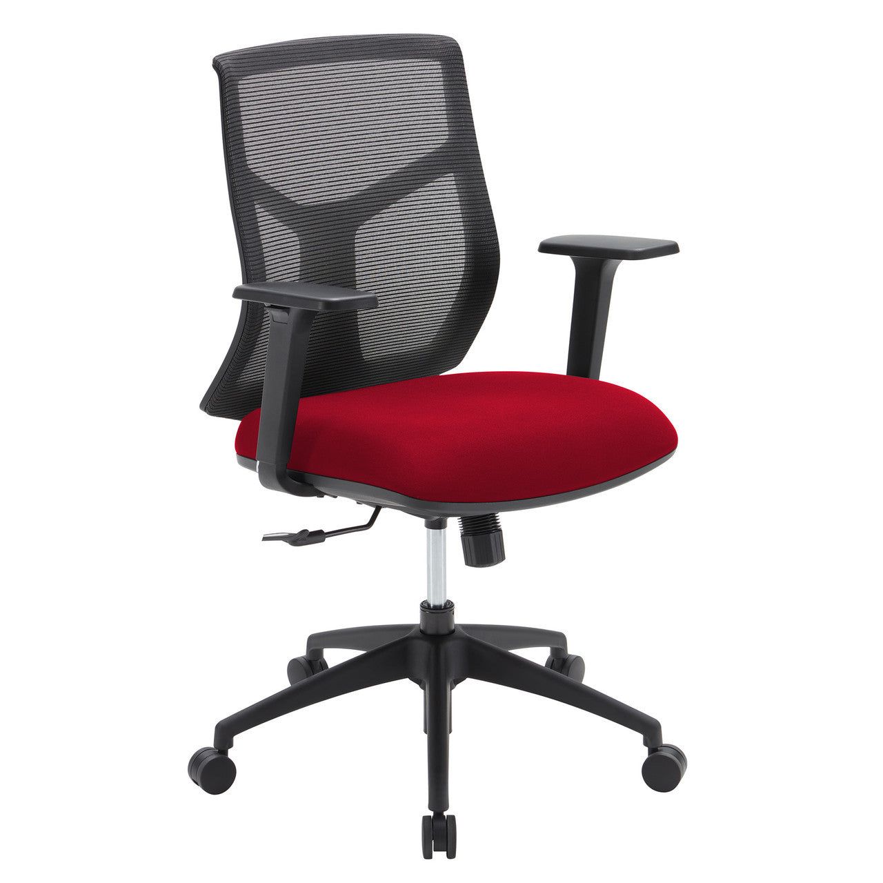 OfficeSource Starlight Mid Back Basic Task Chair with Black Frame - Red Fabric