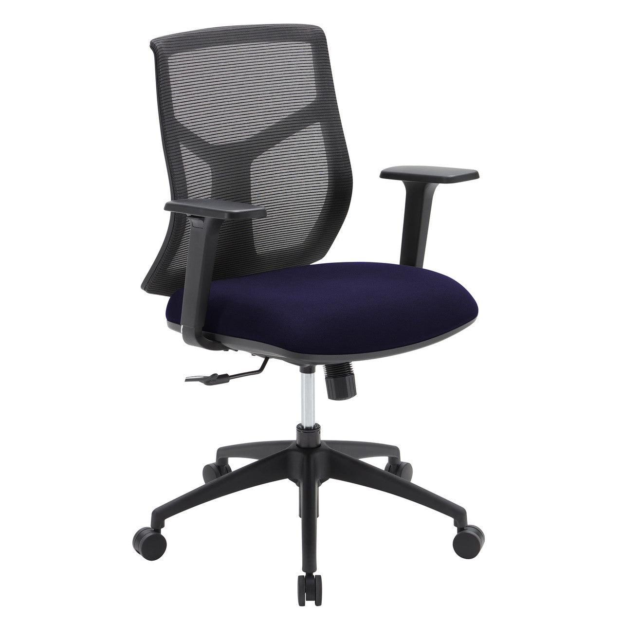 OfficeSource Starlight Mid Back Basic Task Chair with Black Frame - Navy Blue Fabric